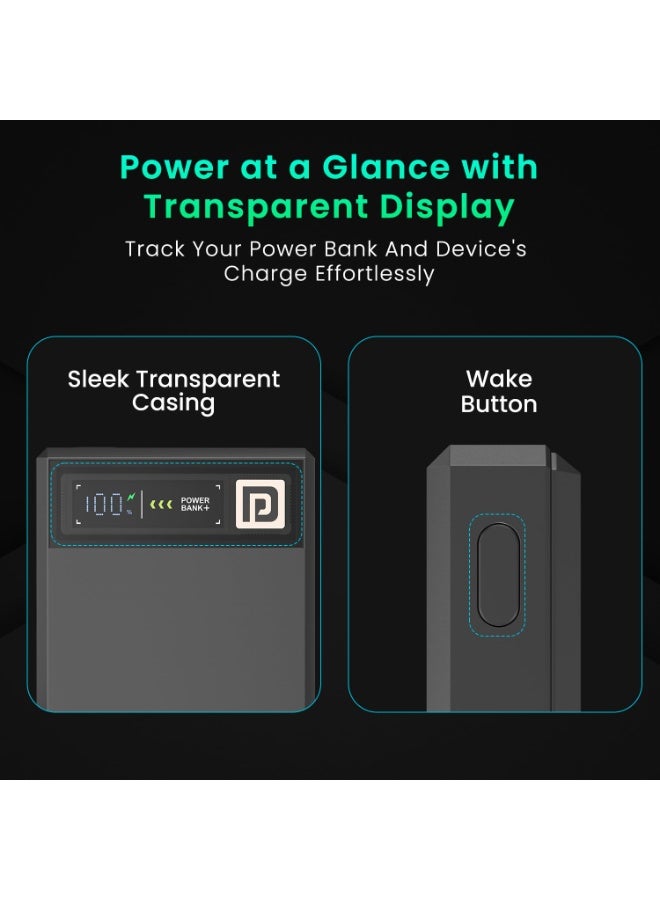 بورترونيكس Portronics Luxcell MagClick 10k 10000 mAh 15W Magnetic Wireless Fast Charging Power Bank Premium Finish, 22.5 Wired Output Compatible with iPhone 12 & Above,Type C Smartphones,Tablets(Dark Grey) - Image 3